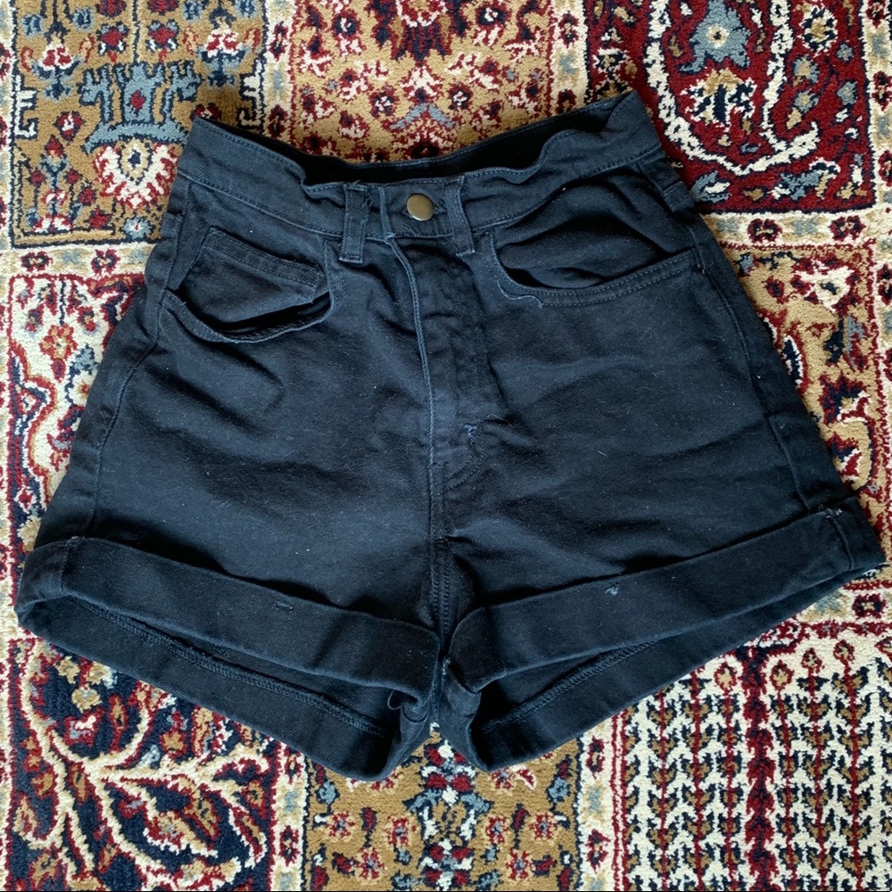 American Apparel Denim High-Waist Cuff Short